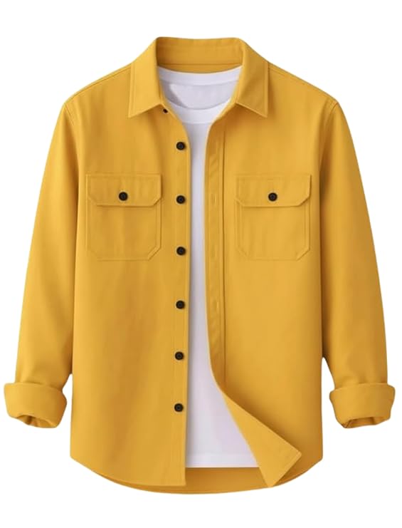 DEELMO Men’s Stylish Cotton Blend Casual Shirt || Full Sleeve Button-Down Shirt with Dual Flap Pockets || Comfortable Breathable Fabric || Perfect for Casual Office and Outing Wear