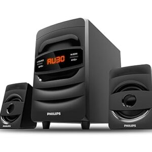 Philips Audio MMS2625B 2.1 Channel, 31 W, Bluetooth Connectivity, Wired Multimedia Computer Speaker, FM, USB, Audio in Speakers, 15mm Subwoofer, Wide...
